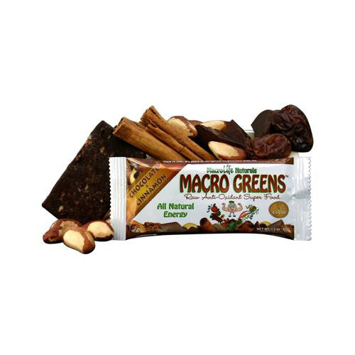 MacroLife Naturals Macro Green Bar - Chocolate Cinnamon - Case of 12 - 42 Grams