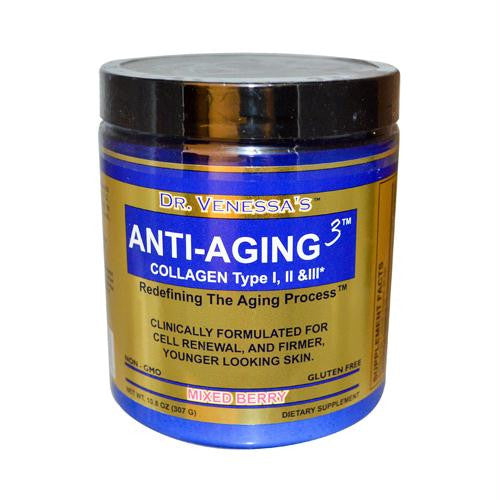 Dr. Venessas Anti-Aging 3 Collagen Type I and II Mixed Berry - 300 g