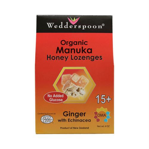 Wedderspoon Organic Manuka Honey Lozenges Ginger with Echinacea - 4 oz