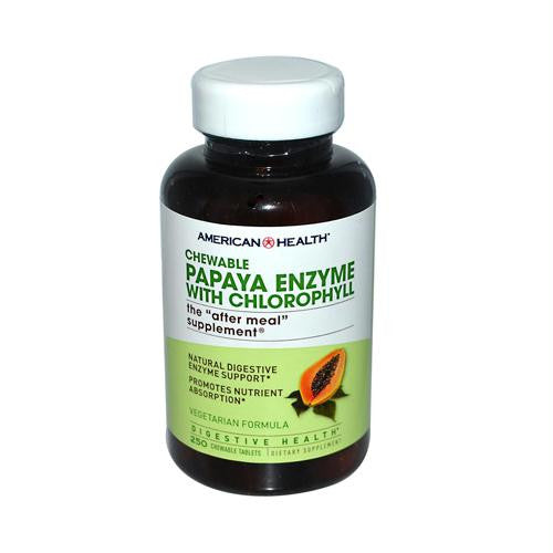 American Health Papaya Enzyme with Chlorophyll Chewable - 250 Tablets