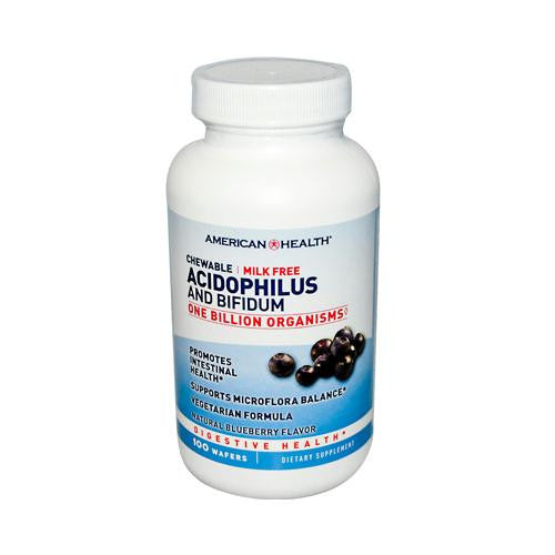 American Health Acidophilus and Bifidus Chewable Blueberry - 100 Wafers