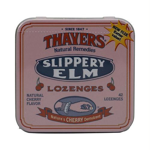 Thayers Slippery Elm Lozenges Cherry - 42 Lozenges - Case of 10