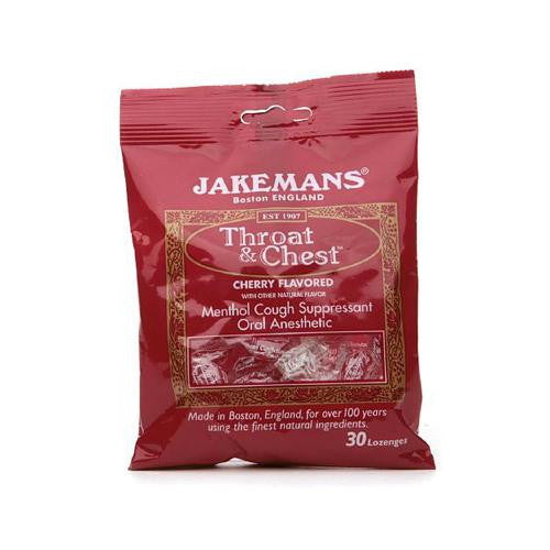 Jakemans Throat and Chest Lozenges - Cherry - Case of 12 - 30 Pack