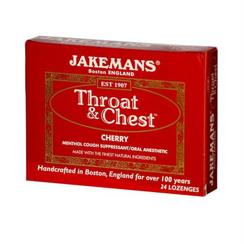 Jakemans Throat and Chest Lozenges - Cherry - Case of 24 - 24 Pack