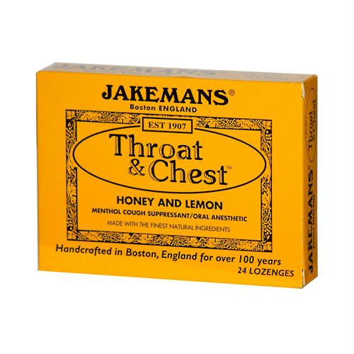 Jakemans Throat and Chest Lozenges - Honey and Lemon - Case of 24 - 24 Pack