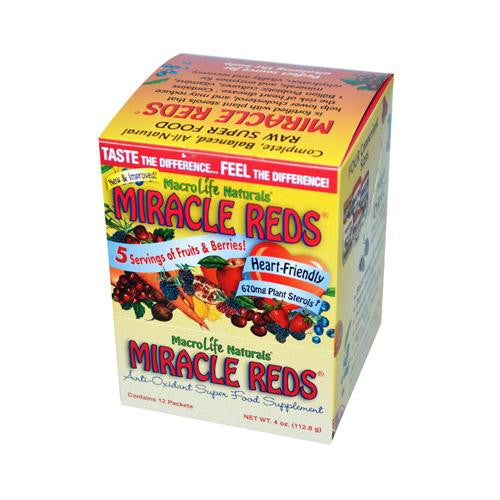 MacroLife Naturals Miracle Reds Antioxidant Super Food Supplement - 12 Packets of .33 oz