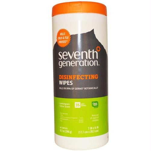 Seventh Generation Disinfecting Wipes - Multi Surface Lemongrass Citrus - 35 ct - Case of 12