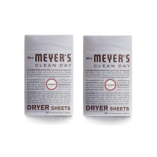 Mrs. Meyers Dryer Sheets - Lavender - Case of 12 - 80 Sheets