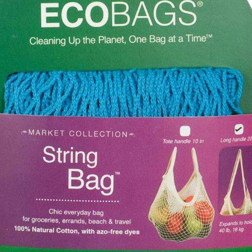 ECOBAGS Market Collection String Bags Long Handle - Caribbean Blue - 10 Bags