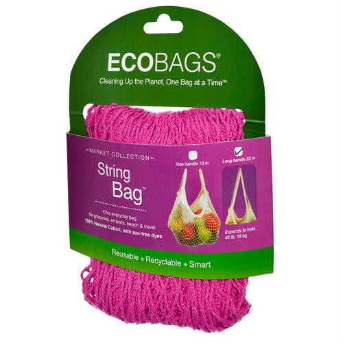 ECOBAGS String Bag - Long Handle Fuscia  - 8 in x 8 in - Case of 10