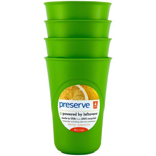 Preserve Reusable Cups Apple Green - 16 oz Each - Pack of 4