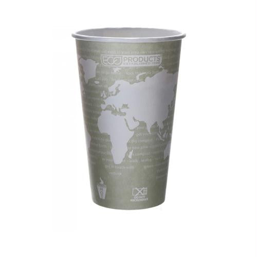 Eco-Products World Art Renewable and Compostable Hot Cups - 16 oz - Case of 500