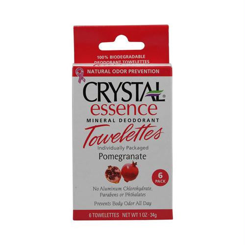 Crystal Essence Mineral Deodorant Towelettes Pomegranate - 6 Towelettes