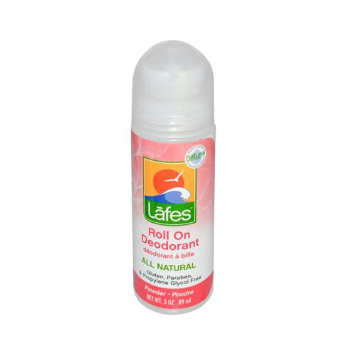 Lafes Natural and Organic Roll On Deodorant Powder Scent - 3 oz