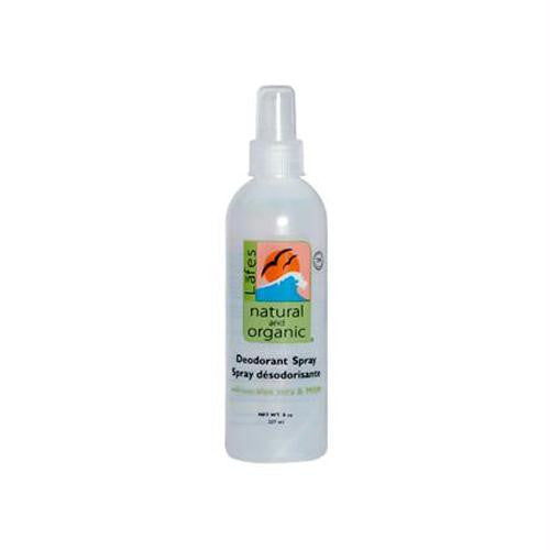 Lafes Natural and Organic Deodorant Spray with Aloe Vera and MSM - 8 fl oz