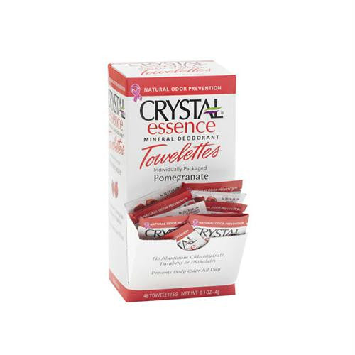 Crystal Essence Mineral Deodorant Towelette - Pomegranate - Case of 48