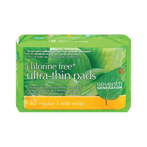 Seventh Generation Ultra Thin Maxi Pads - Chlorine Free - Regular with Wings - 18 Pads