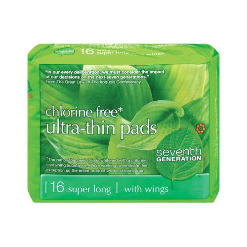 Seventh Generation Chlorine Free Ultra Thin Maxi Pads - Super Long with Wings - 16 Pads