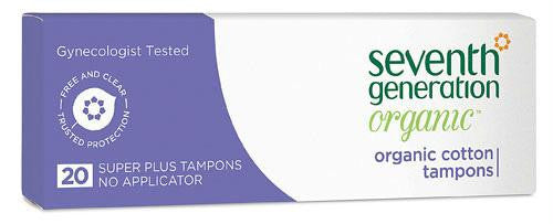 Seventh Generation Chlorine Free Organic Cotton Tampons - Super Plus - 20 Tampons - Case of 12