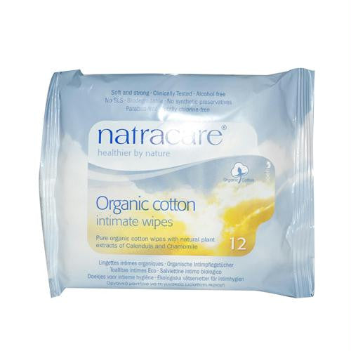 Natracare Organic Cotton Intimate Wipes - 12 Wipes - Case of 12