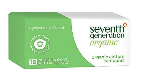 Seventh Generation Chlorine Free Organic Cotton Tampons Super - 16 Tampons - Case of 12