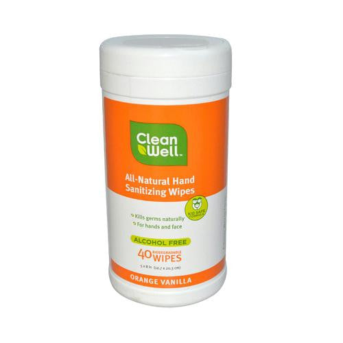 CleanWell All-Natural Hand Sanitizing Wipes Orange Vanilla - 40 Wipes