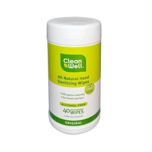 CleanWell All-Natural Hand Sanitizing Wipes Original - 40 Wipes