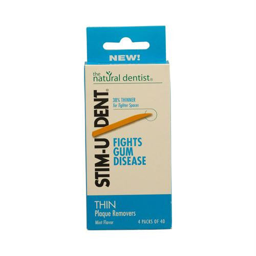 Natural Dentist Stim-U-Dent Thin Plaque Removers Mint - Case of 6 - 4 Packs