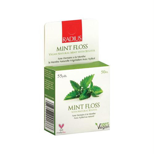 Radius Mint Floss with Natural Xylitol - 55 yards - Case of 6