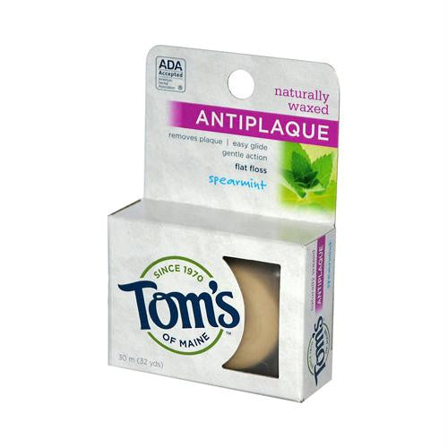 Toms of Maine Antiplaque Flat Floss Waxed Spearmint - 32 Yards - Case of 6