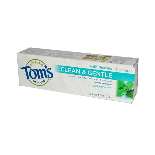 Toms of Maine Clean and Gentle Toothpaste Peppermint - 4.7 oz - Case of 6