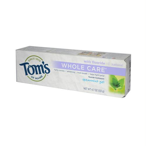 Toms of Maine Whole Care Gel Toothpaste Spearmint - 4.7 oz - Case of 6