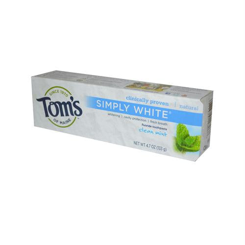 Toms of Maine Simply White Toothpaste Clean Mint - 4.7 oz - Case of 6