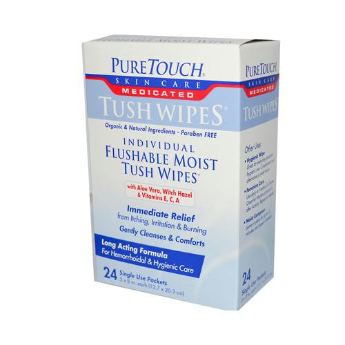 Puretouch Individual Flushable Moist Tush Wipes - 24 Packets