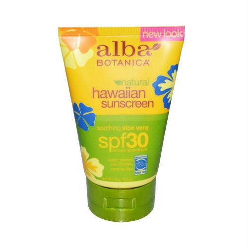 Alba Botanica Hawaiian Aloe Vera Natural Sunblock SPF 30 - 4 fl oz