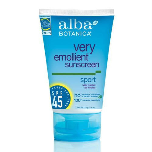 Alba Botanica Sunscreen - Sport Mineral SPF 45 - 4 oz