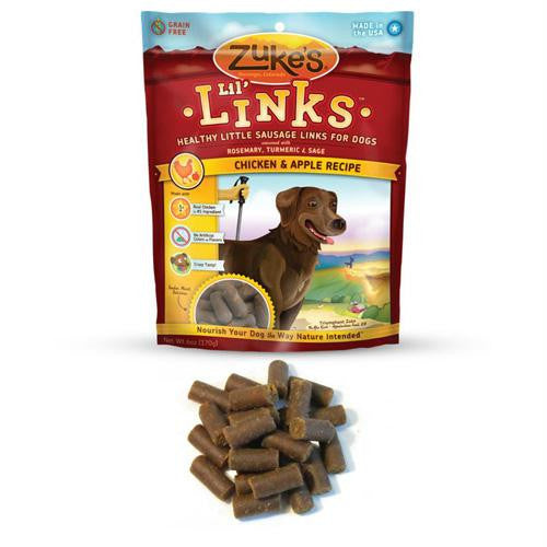Zukes Dog Treats - Lil Links Chicken and Apple - 6 oz - Case of 12