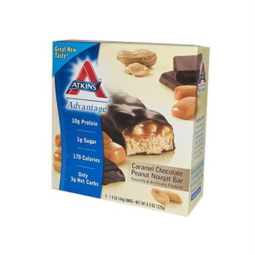 Atkins Advantage Bar Caramel Chocolate Peanut Nougat - 5 Bars