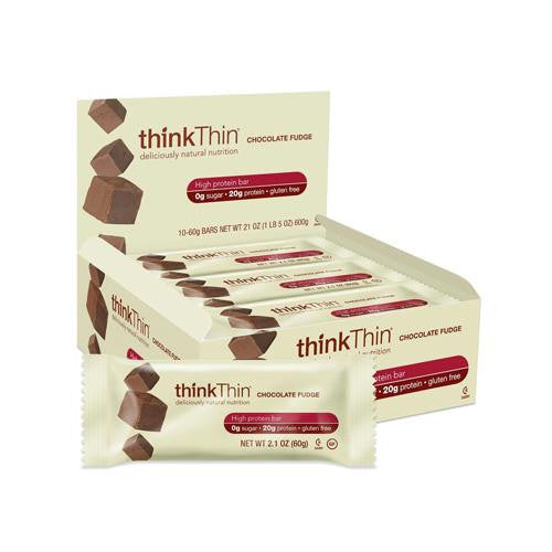 Think Products Thin Bar - Chocolate Fudge - Case of 10 - 2.1 oz