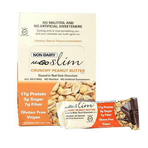 NuGO Nutrition Bar - Slim Crunchy Peanut Butter - 1.59 oz - Case of 12