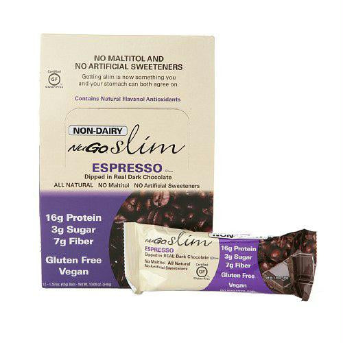 NuGO Nutrition Bar - Slim Espresso - 1.59 oz - Case of 12