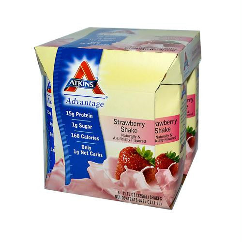 Atkins Advantage RTD Shake Strawberry - 11 fl oz Each - Pack of 4