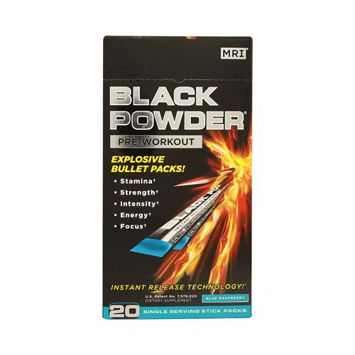 MRI Black Powder Pre-Workout Blue Raspberry - 20 Stick Packs