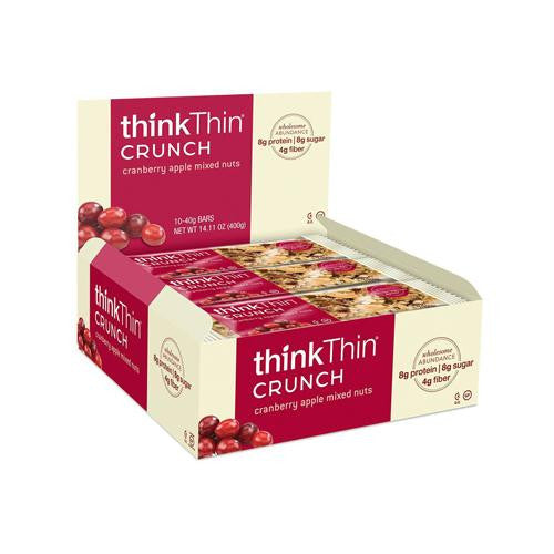 Think Products thinkThin Crunch Bar - Crunch Cranberry Apple Mixed Nuts - 1.41 oz - Case of 10