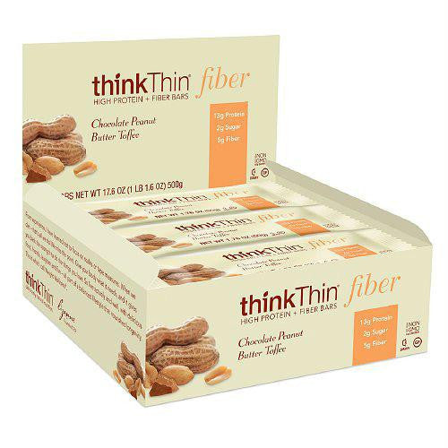 Think Products Bars - thinkThin Chocolate Peanut Butter Toffee Protein plus Fiber - 1.76 oz - Case of 10