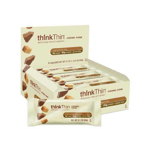 Think Products thinkThin High Protein Bar - Caramel Fudge - 2.1 oz - Case of 10