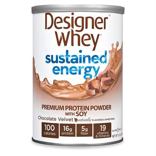 Designer Whey Protein Powder -  Sustained Energy Chocolate Velvet - 12 oz