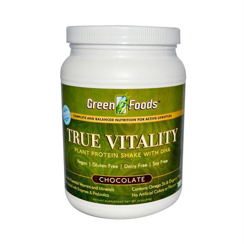 Green Foods True Vitality Plant Protein Shake with DHA Chocolate - 25.2 oz