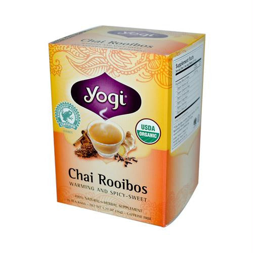 Yogi Organic Herbal Tea Caffeine Free Chai Rooibos - 16 Tea Bags - Case of 6