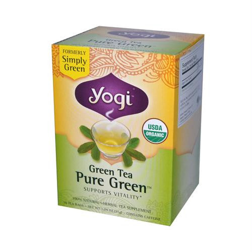 Yogi Organic Pure Green Herbal Tea - 16 Tea Bags - Case of 6